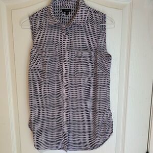 Talbots purple and black diamond plaid tank blouse